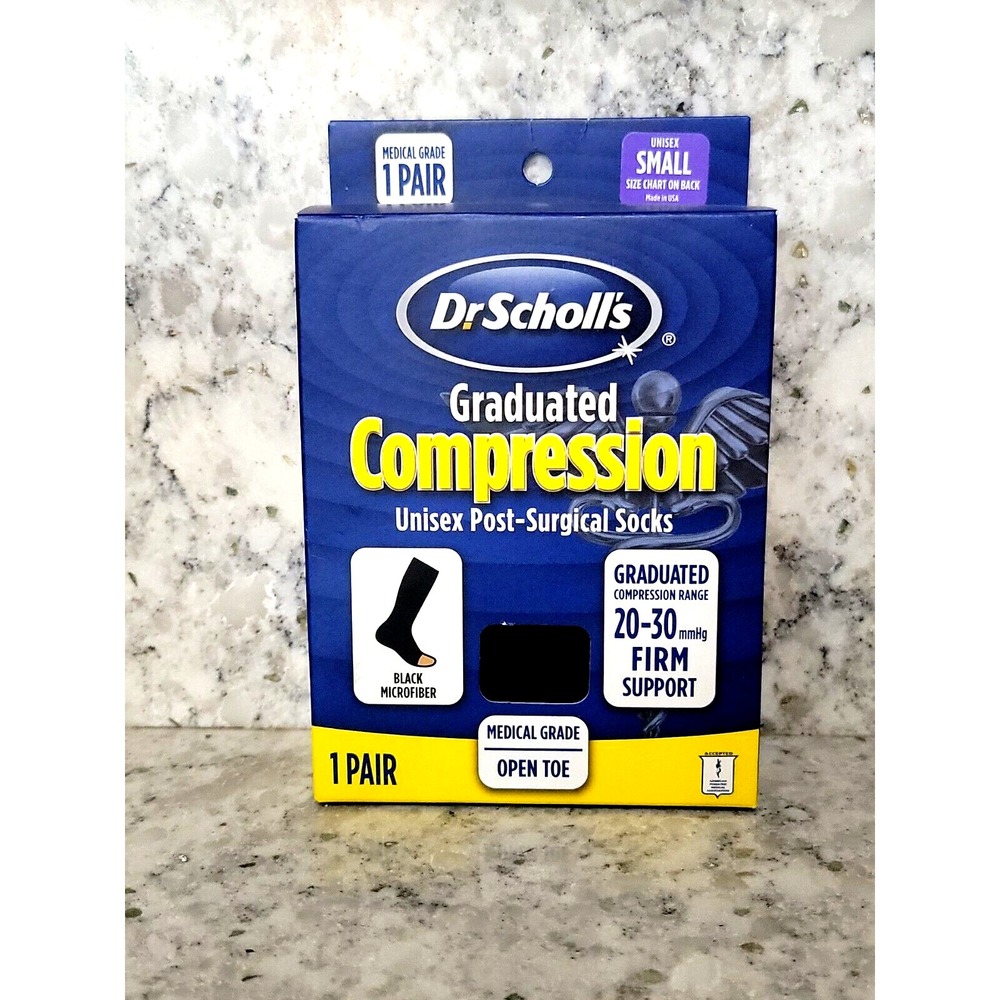 Dr. Scholl's Graduated Compression Socks Unisex Small Open Toe Black Medical Grd